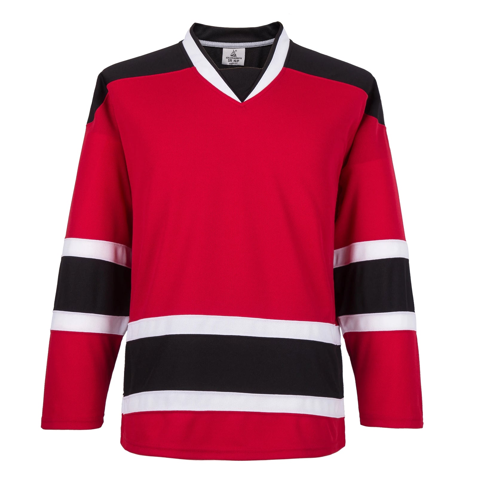 Blank Long Sleeve Ice Hockey Practice Jersey with Contrast Stripes