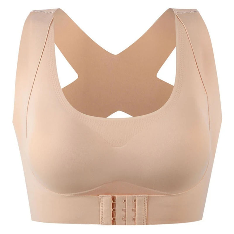 Women's Front Clasp Bra with Wide Crossover Back Straps