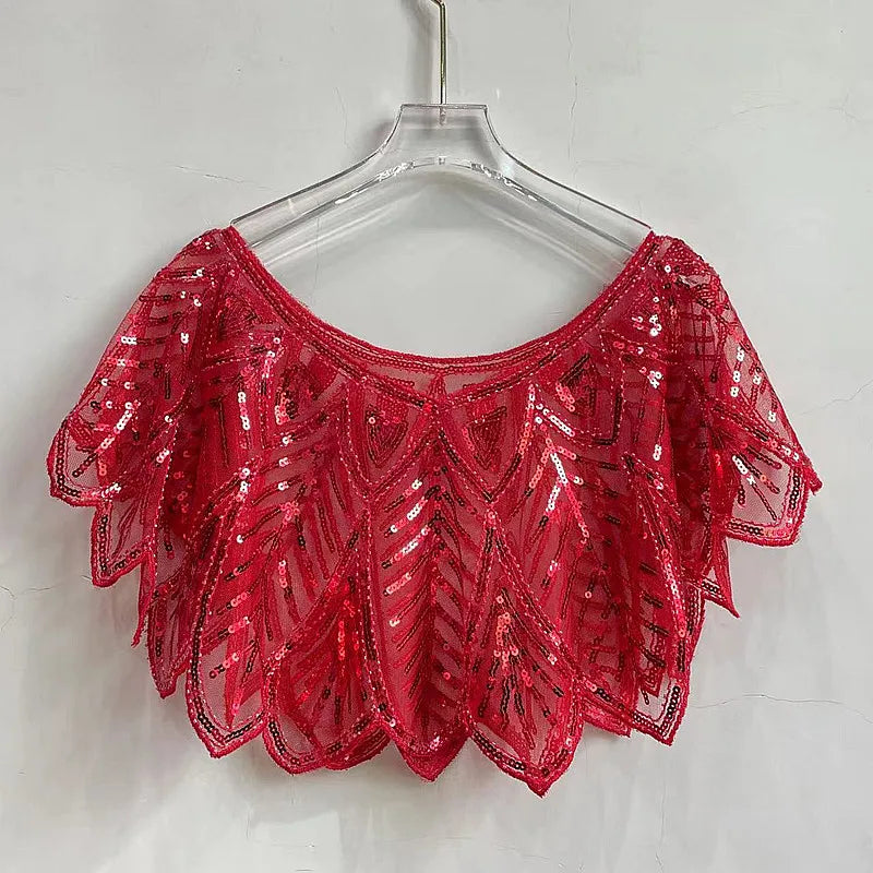 Leaf Sequin Capelet for Layering over Dresses and Tops
