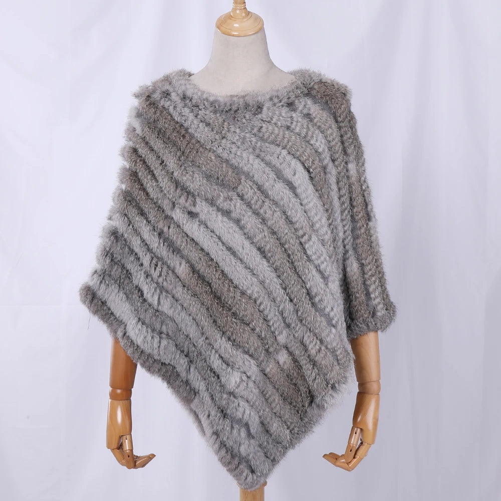 Textured Pointed Hem Poncho for Layering over Outfits