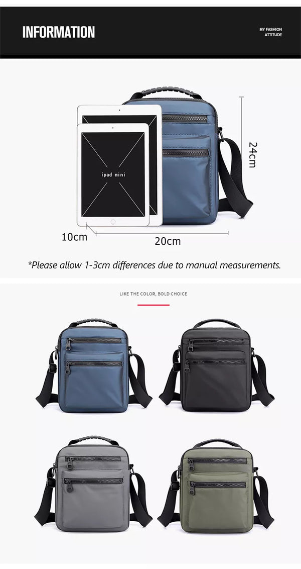 Man Classic Messenger Bag Men's Multifunction Shoulder Sling Pack Nylon Business Crossbody Flap Male Simple Handbags