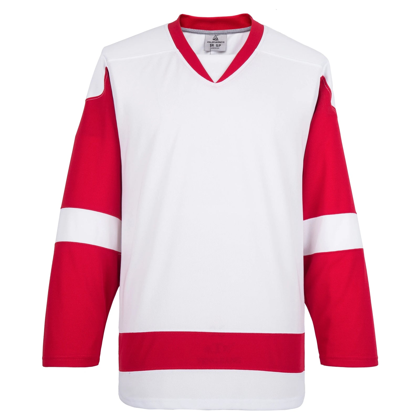 Blank Long Sleeve Ice Hockey Practice Jersey with Contrast Stripes