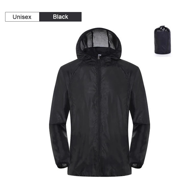 Hooded Long Sleeve Full Zip Outdoor Hiking Jacket with Pockets