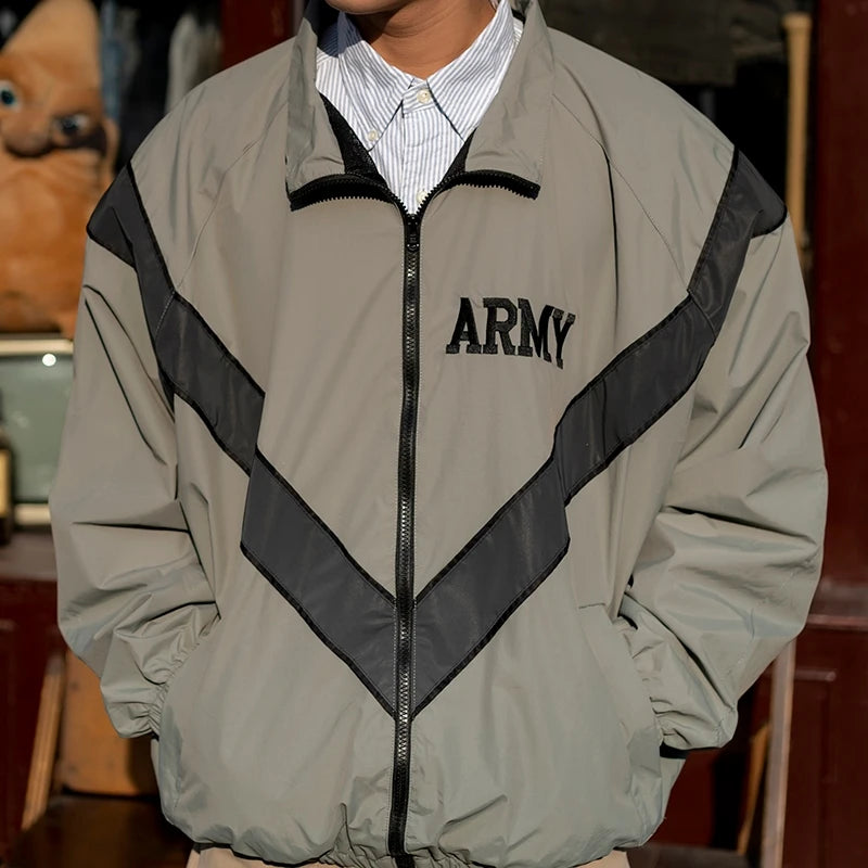 US Army Reflective Windbreaker Training Sports Jacket Water Resistant PT Jacket Msn