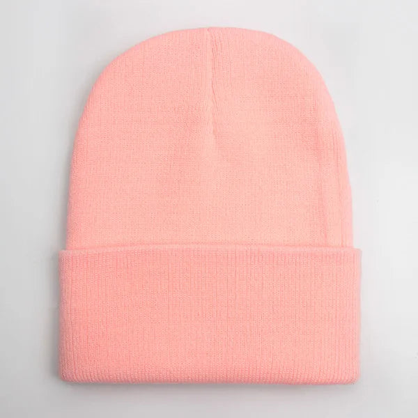 Solid Knit Beanie with Folded Cuff and Color Options