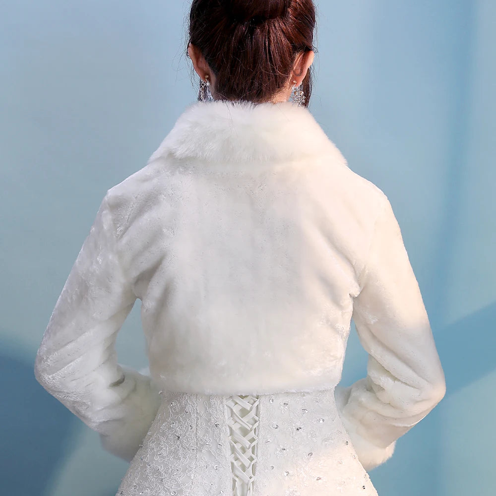 Plush Lapel Long Sleeve Bolero Jacket for Layering over Outfits