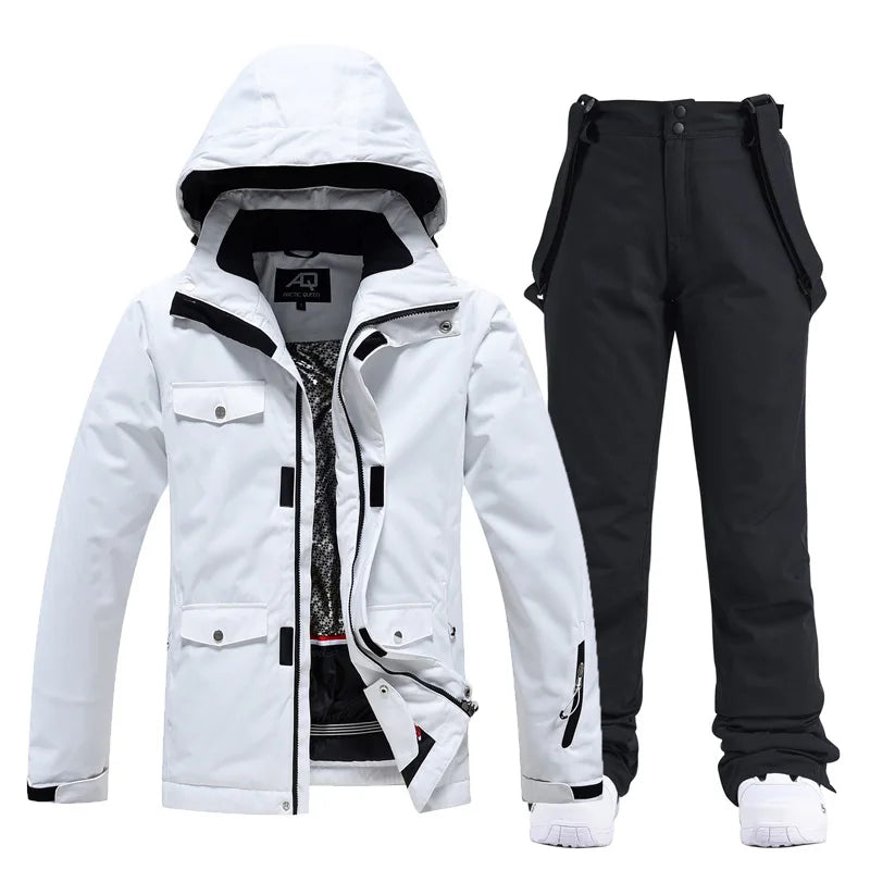 Hooded Ski Jacket and Pants Clothing Set with Style Options