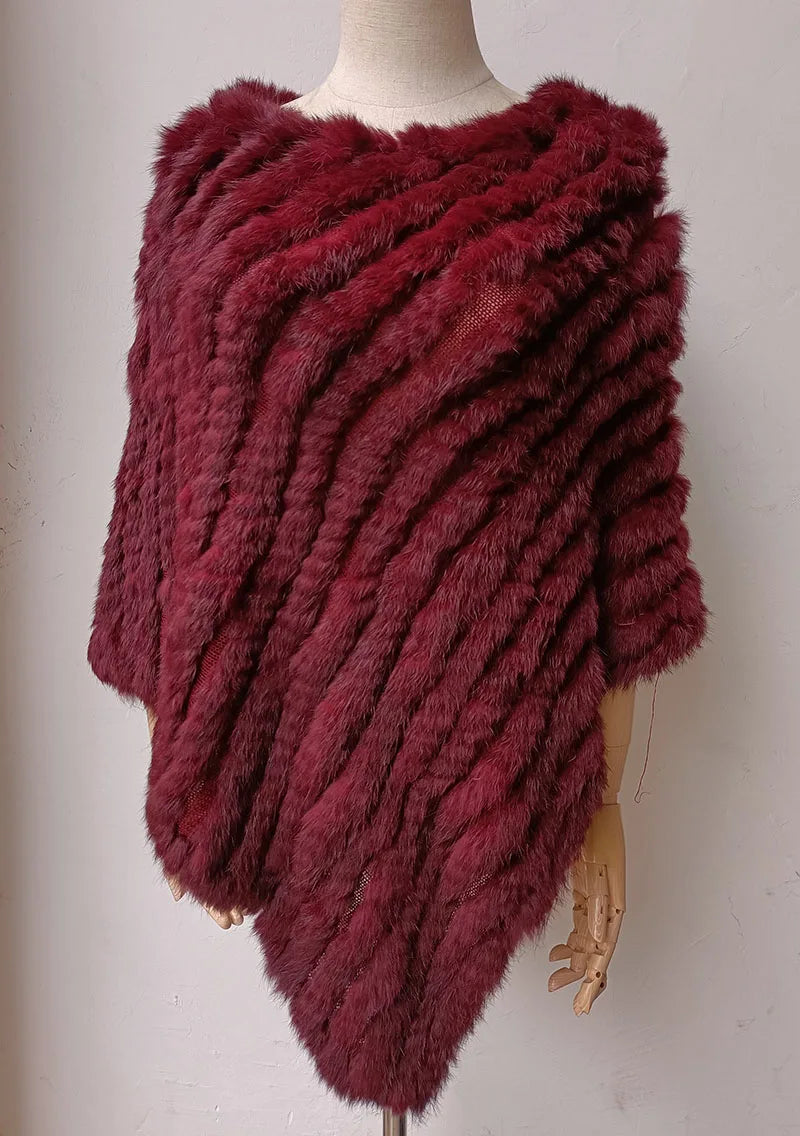 Textured Pointed Hem Poncho for Layering over Outfits