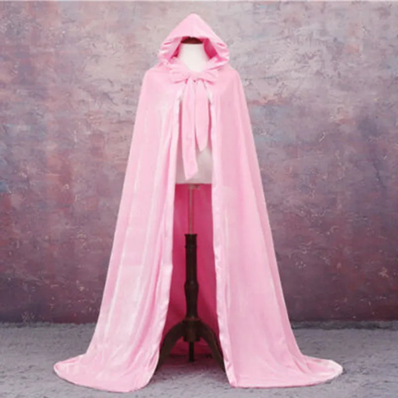 Long Velvet Hooded Cape for Layering over Outfits