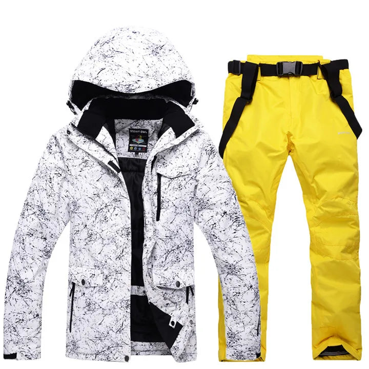 Hooded Ski Jacket and Pants Clothing Set with Style Options