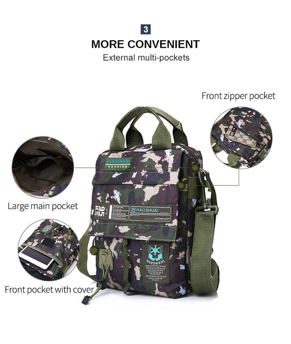 Men's Bag Messenger Bag Male Waterproof Nylon Camouflage Satchel Over the Shoulder Crossbody Bags Handbag Mini Briefcase