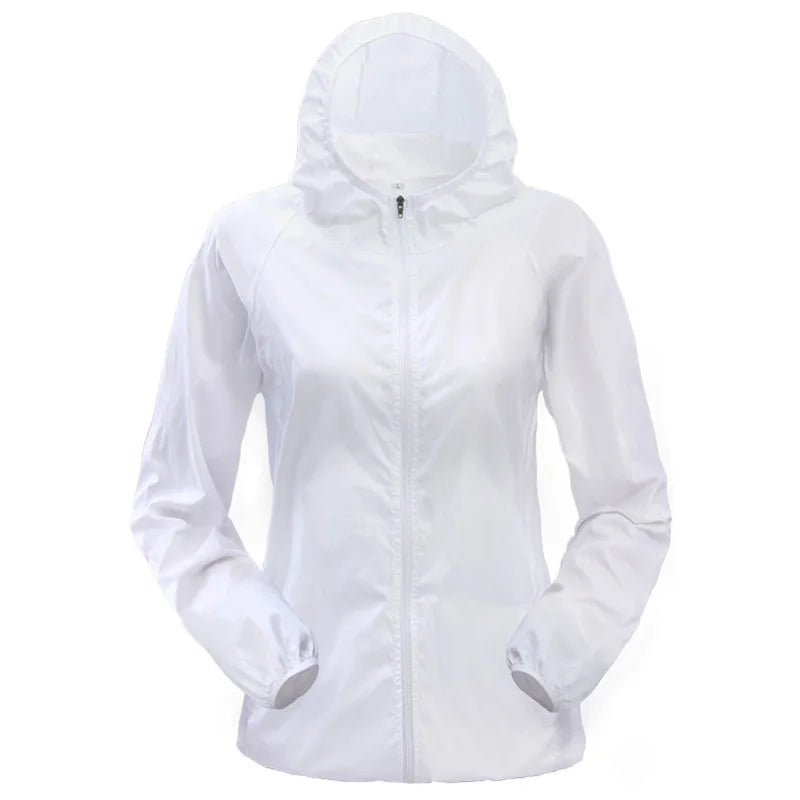 Hooded Long Sleeve Full Zip Outdoor Hiking Jacket with Pockets