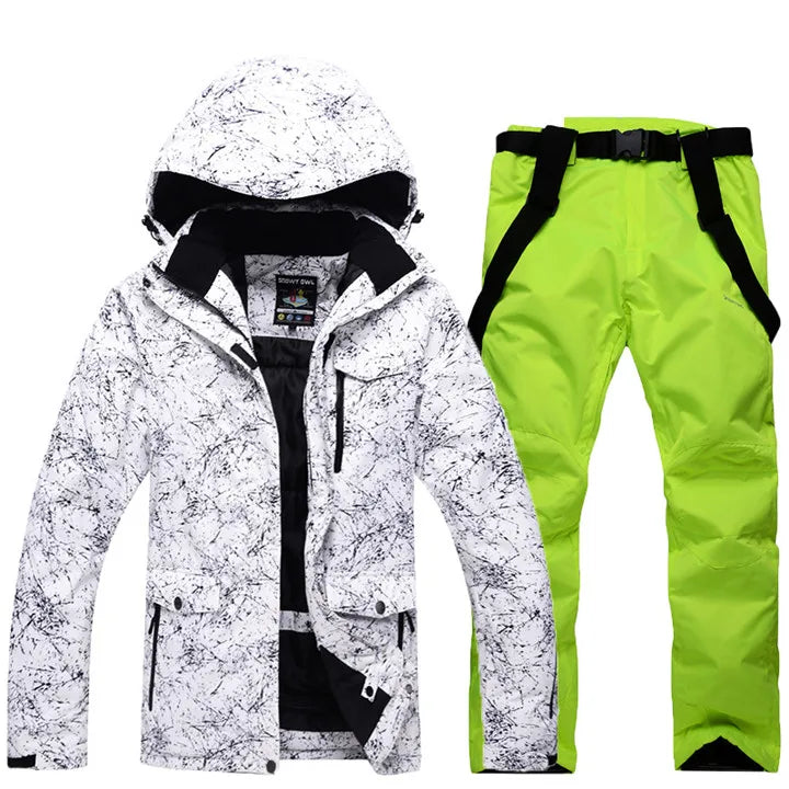 Hooded Ski Jacket and Pants Clothing Set with Style Options