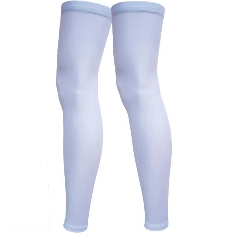 Men Ice Silk UV Sun Protection Leg Sleeves Lightweight Breathable Outdoor Cycling Running Sports Leggings