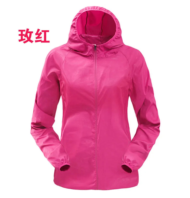 Hooded Long Sleeve Full Zip Outdoor Hiking Jacket with Pockets