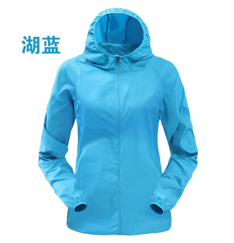 Hooded Long Sleeve Full Zip Outdoor Hiking Jacket with Pockets