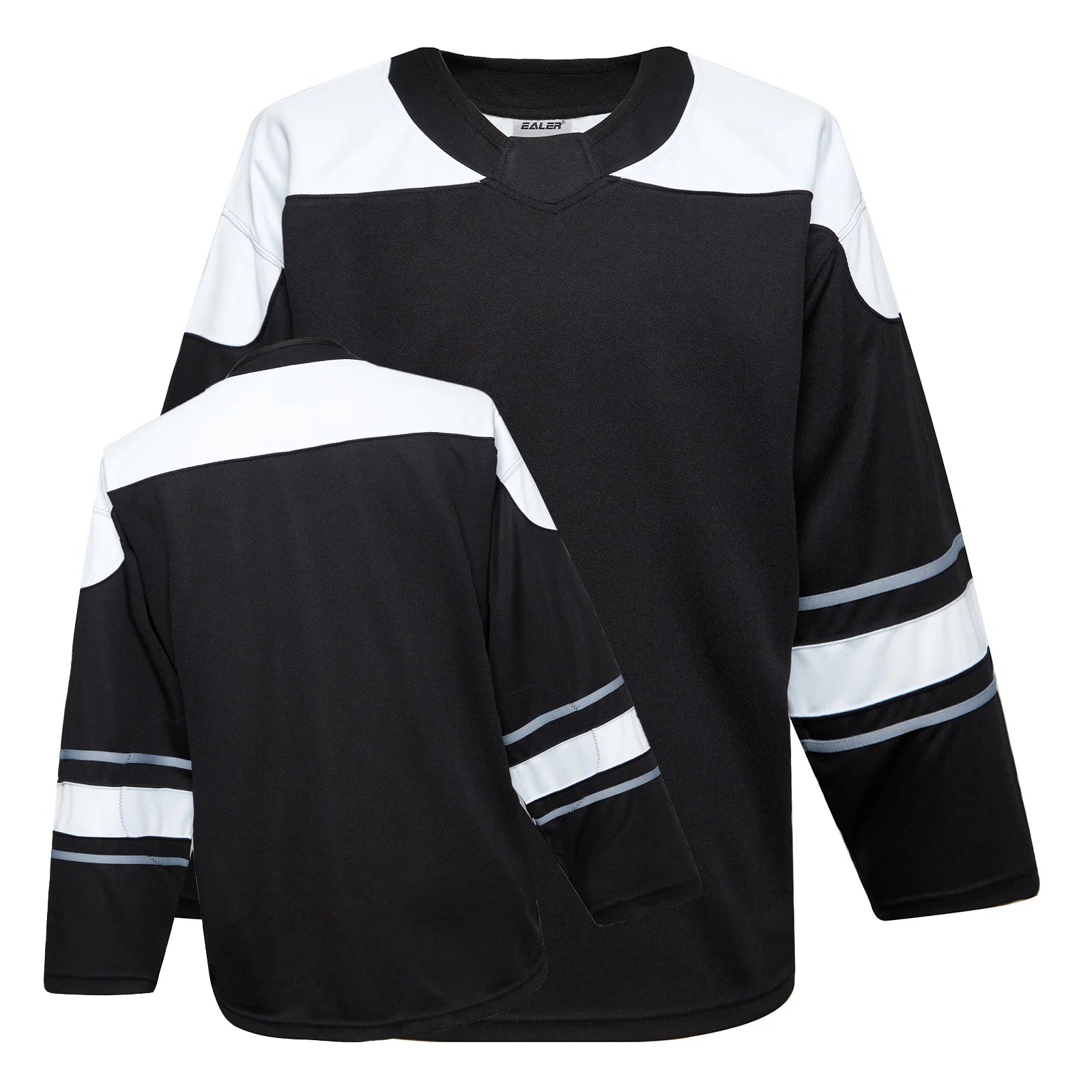 Blank Long Sleeve Ice Hockey Practice Jersey with Contrast Stripes