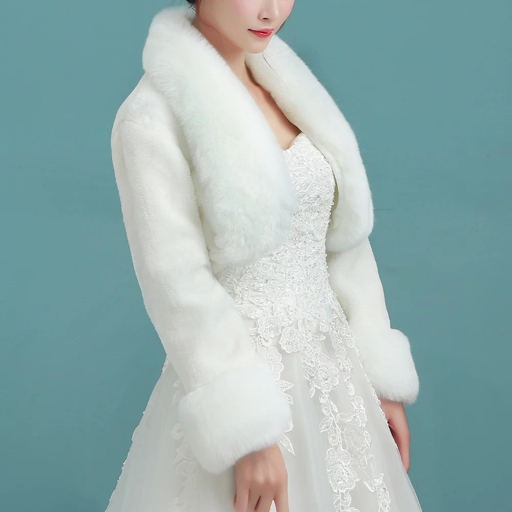 Plush Lapel Long Sleeve Bolero Jacket for Layering over Outfits