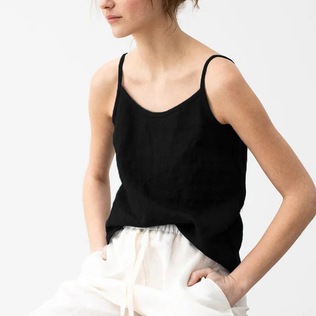 Women's Viscose Sleeveless V-Neck Camisole Top with Straps for Casual Summer Outfits