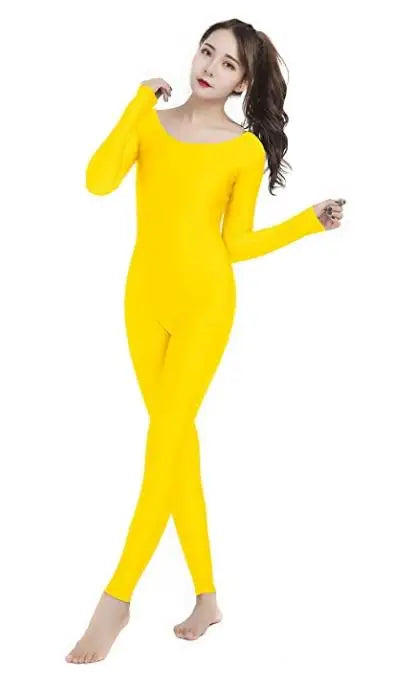 Women's Long Sleeve Scoop Neck Dance Unitard with Fitted Full Length Legs