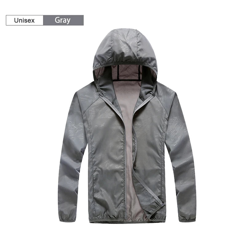 Hooded Long Sleeve Full Zip Outdoor Hiking Jacket with Pockets