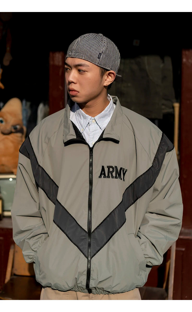 US Army Reflective Windbreaker Training Sports Jacket Water Resistant PT Jacket Msn