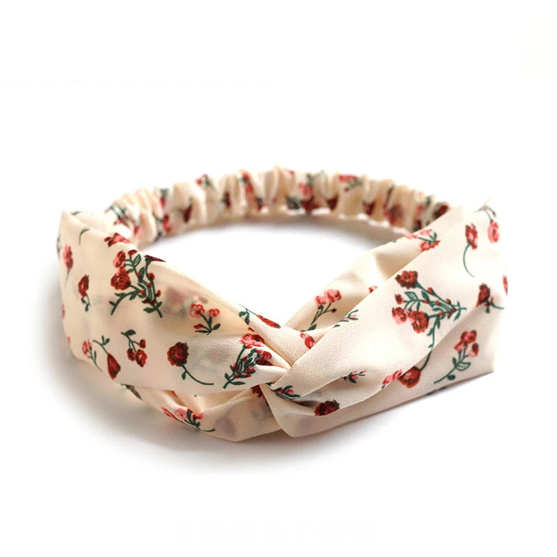 Floral Print Twist Front Elastic Headband for Everyday Hair Styling
