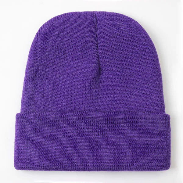 Solid Knit Beanie with Folded Cuff and Color Options
