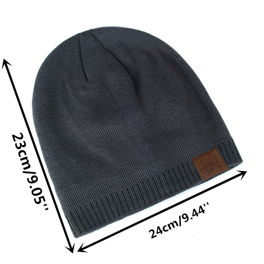 Solid Knit Beanie with Small Patch and Folded Edge