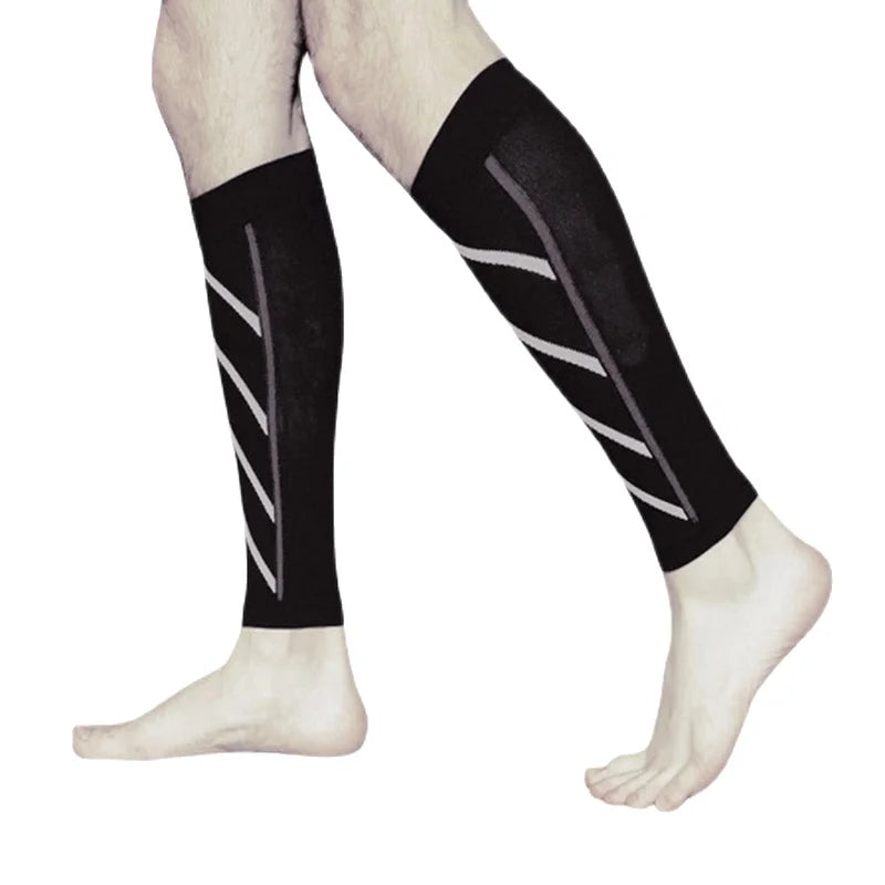 Patterned Calf Sleeves with Contrasting Line Design Details