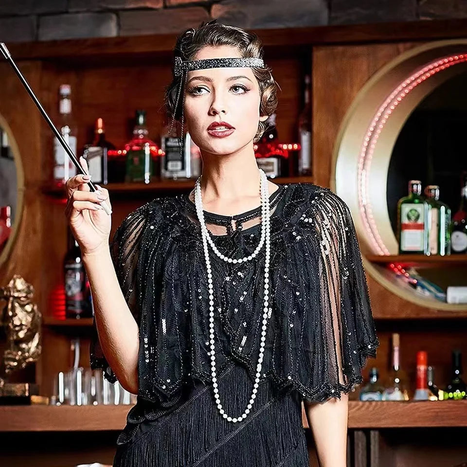 Beaded Sequin Capelet for Layering over Dresses and Tops