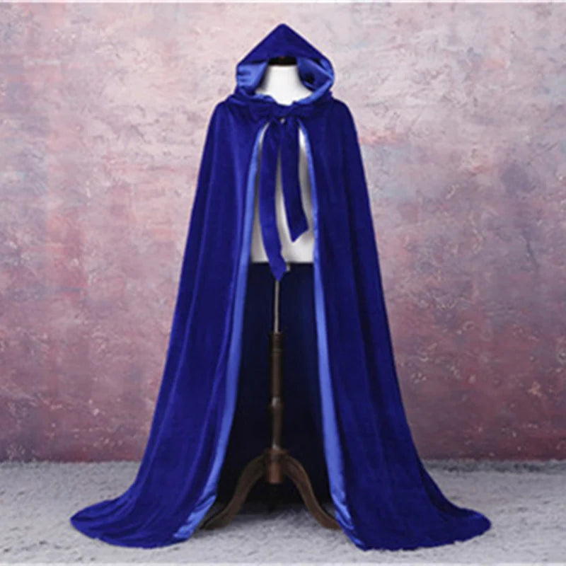 Long Velvet Hooded Cape for Layering over Outfits