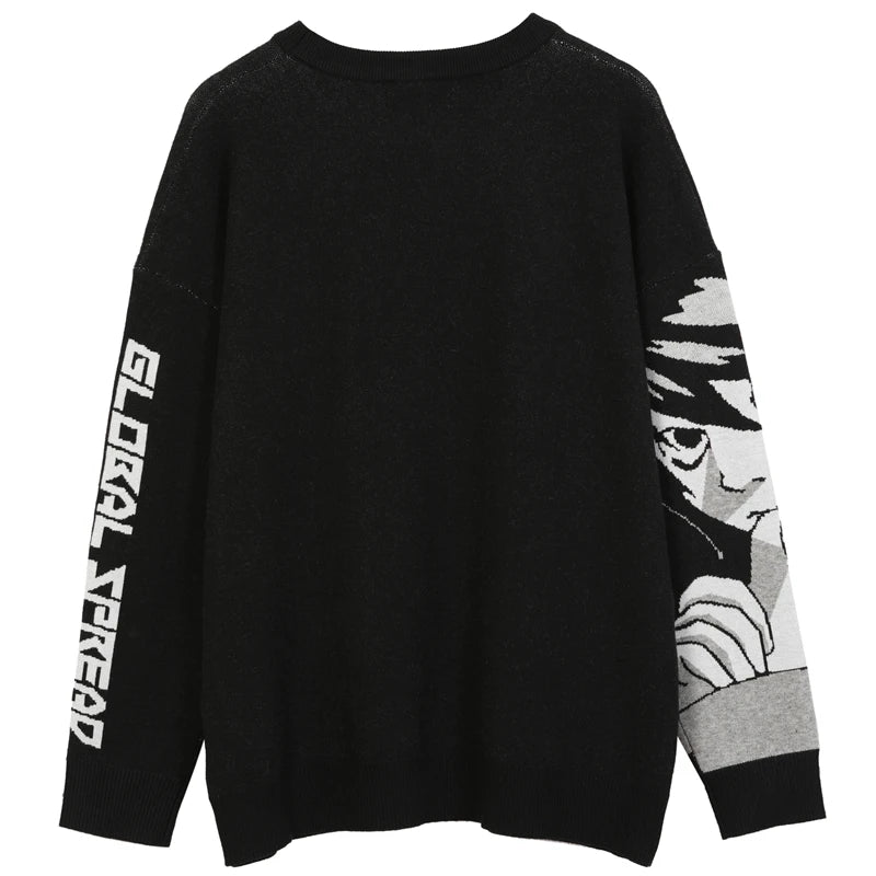 Men's Anime Graphic Crew Neck Knit Sweater