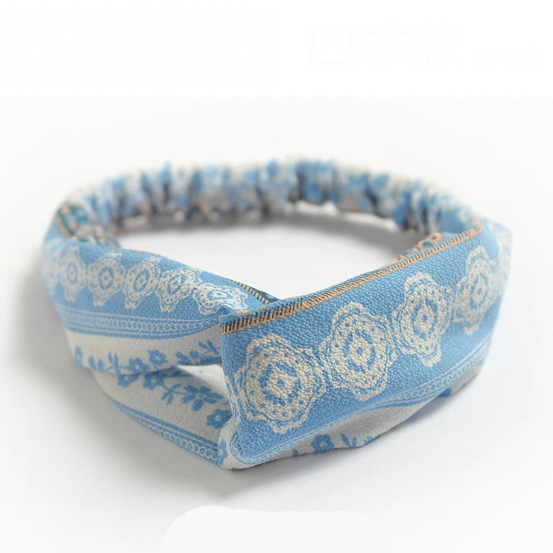 Floral Print Twist Front Elastic Headband for Everyday Hair Styling