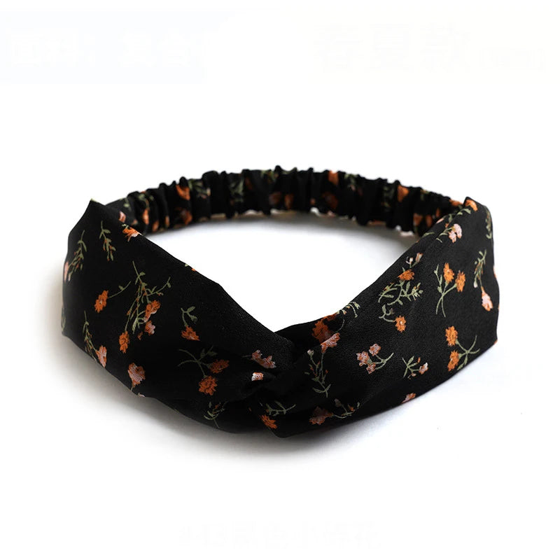 Floral Print Twist Front Elastic Headband for Everyday Hair Styling