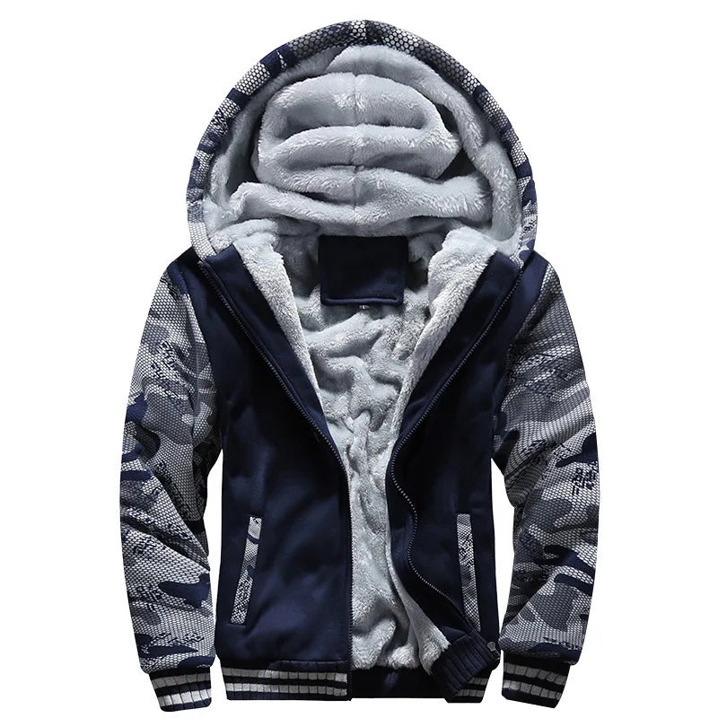 Men's Contrast Sleeve Fleece Lined Hooded Jacket