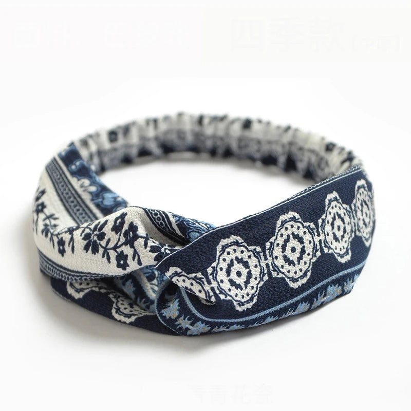 Floral Print Twist Front Elastic Headband for Everyday Hair Styling