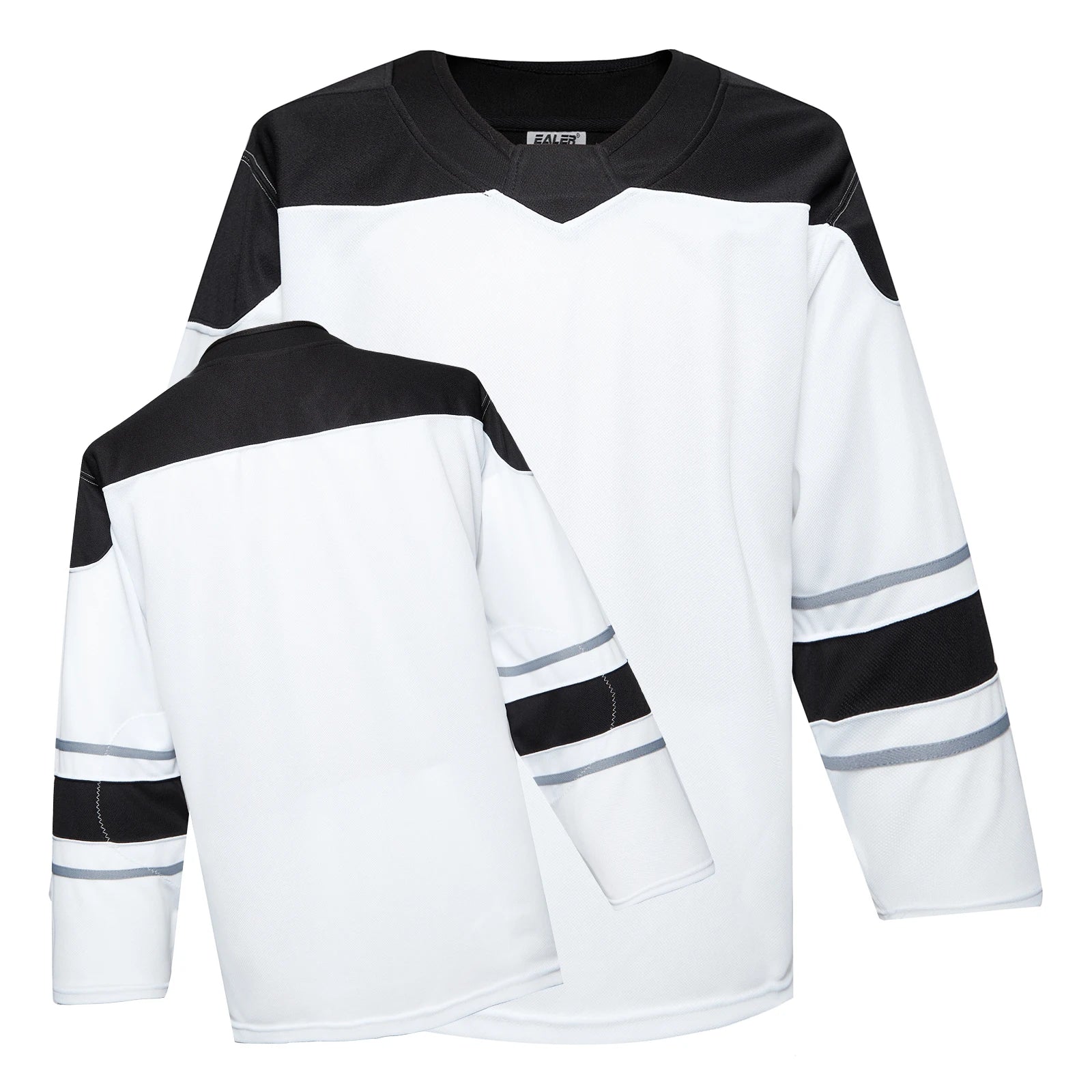 Blank Long Sleeve Ice Hockey Practice Jersey with Contrast Stripes