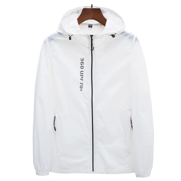 Hooded Long Sleeve Full Zip Outdoor Hiking Jacket with Pockets