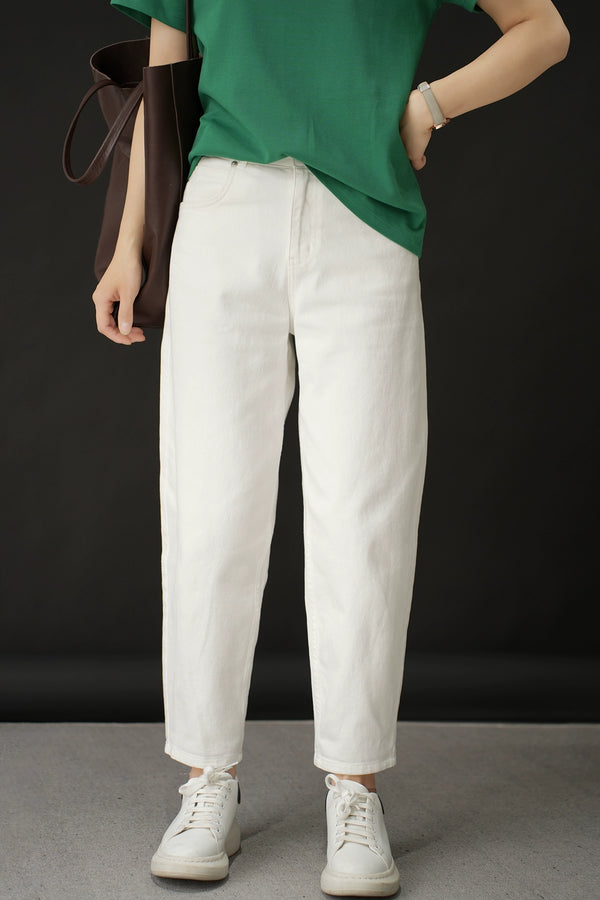 Washed Straight Slim Looking Spring and Autumn Women's Jeans