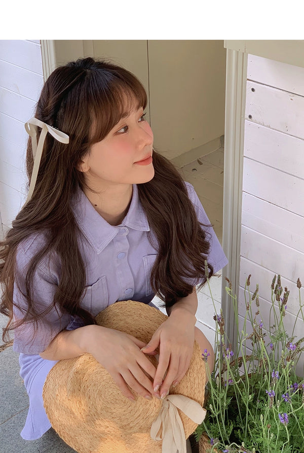 Ruffled Short Sleeves A- line Denim Dress