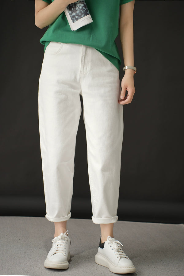 Washed Straight Slim Looking Spring and Autumn Women's Jeans