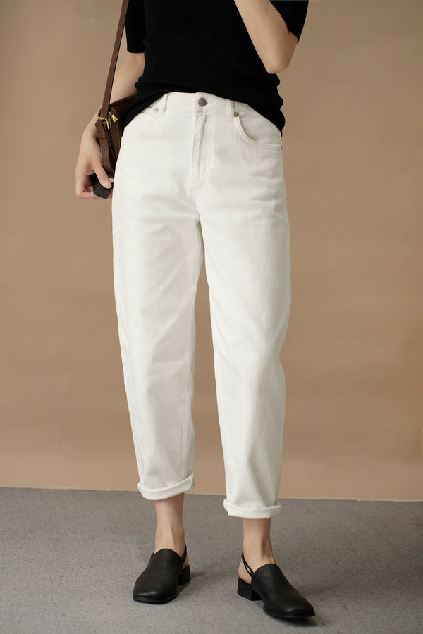 Washed Straight Slim Looking Spring and Autumn Women's Jeans