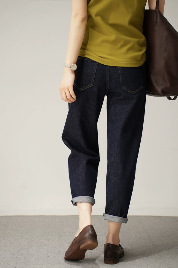 Washed Straight Slim Looking Spring and Autumn Women's Jeans