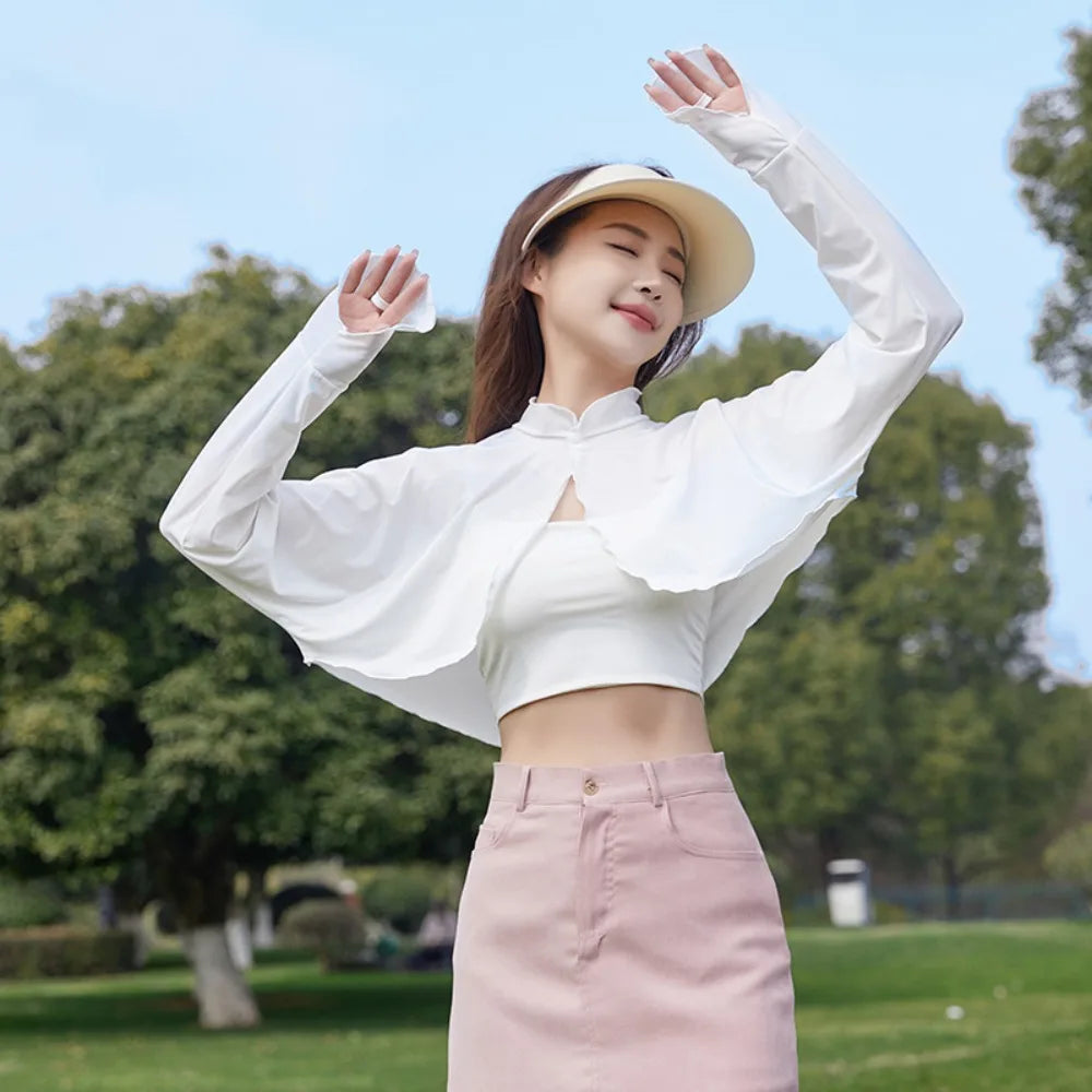 Cropped Long Sleeve Front Fastening Jacket for Layering over Outfits
