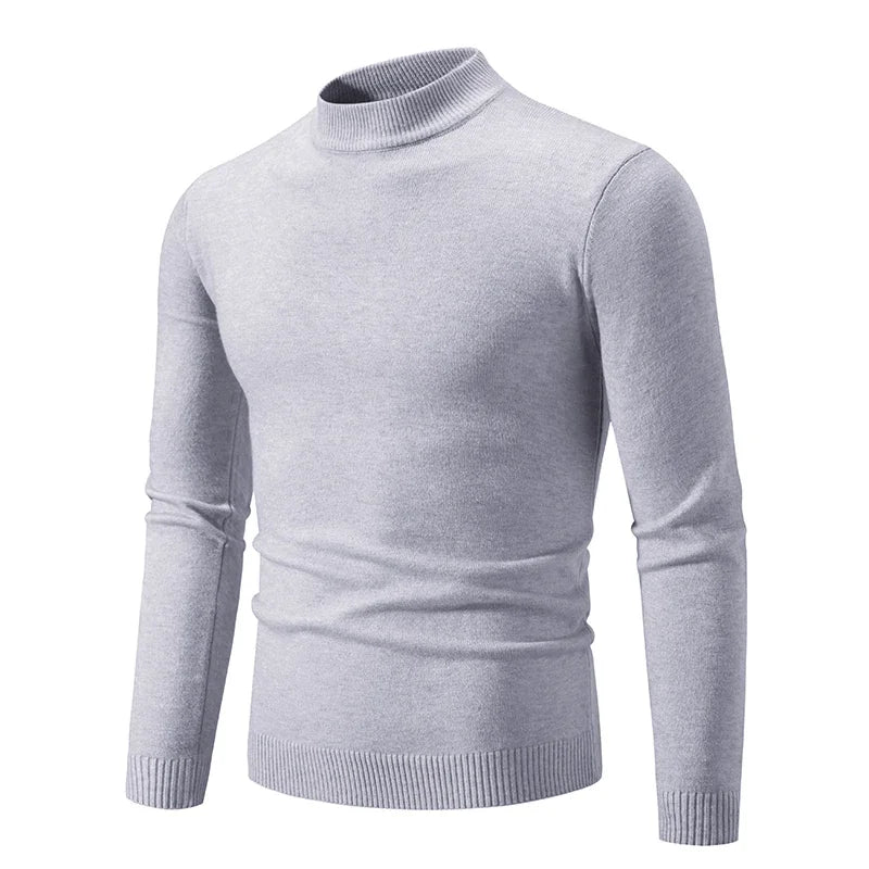 Men's Mock Neck Long Sleeve Knit Sweater