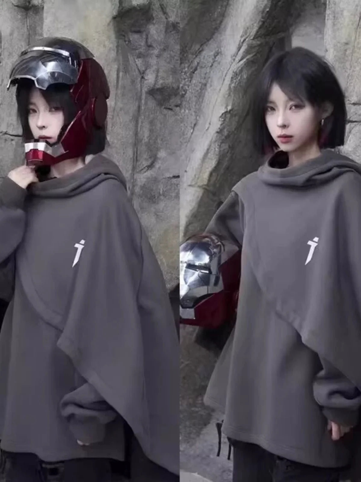 Hooded Layered Pullover Poncho for Layering over Outfits