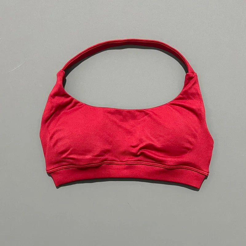 Women's Ruched Halter Neck Sports Bra
