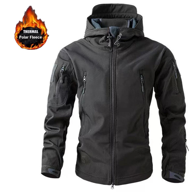 Men's Hooded Multi-Pocket Softshell Jacket