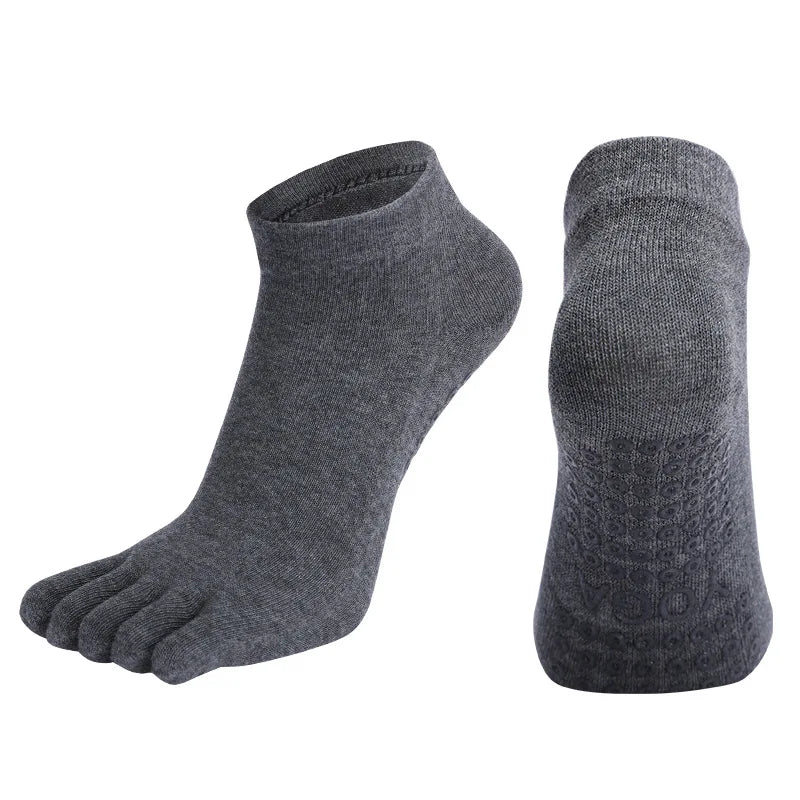 Five Toe Ankle Socks with Textured Sole Dot Pattern